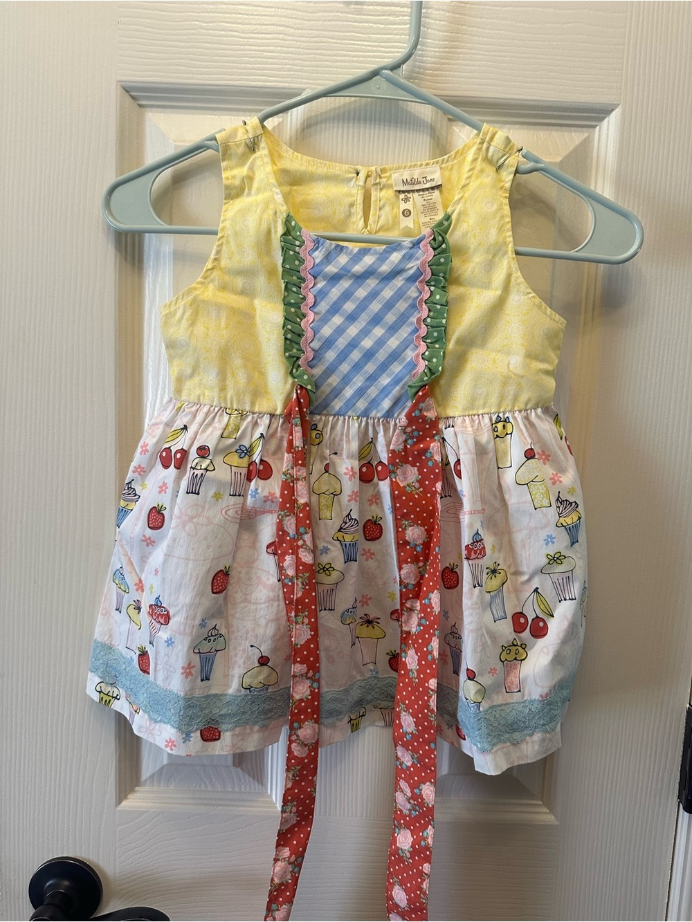 Matilda Jane Yellow White Blue Gingham Sweet Treats Dressy Top